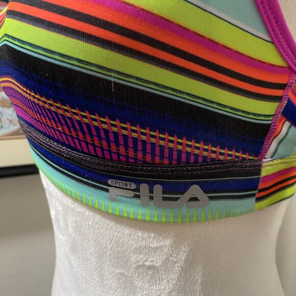 FILA Sport Bra Size Small Bright Striped Colors Racerback Running NEW WITH TAGS - Picture 8 of 12